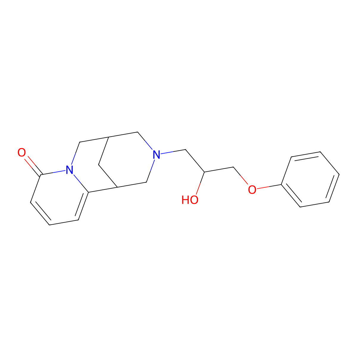 1,2,3,4,5,6-Hexahydro-3-(2-hydroxy-3-phenoxypropyl)-1,5-methano-8H-pyrido[1,2-a][1,5]diazocin-8-one molecular structure, CAS 16101-13-6