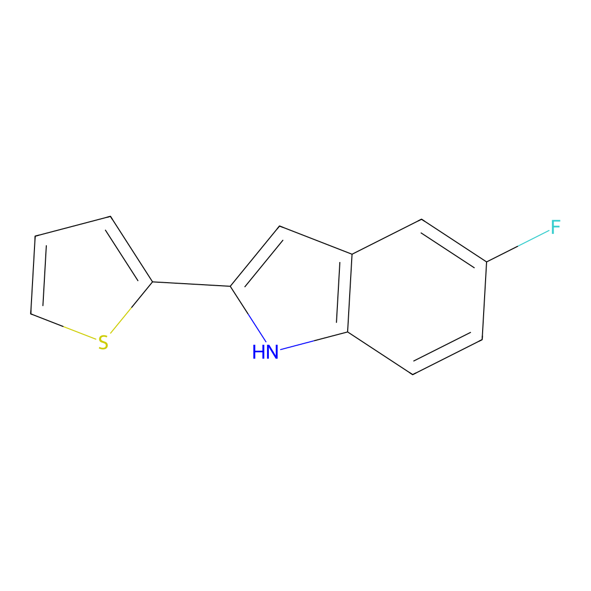 5-fluoro-2-thien-2-yl-1H-indole molecular structure, CAS 161011-41-2