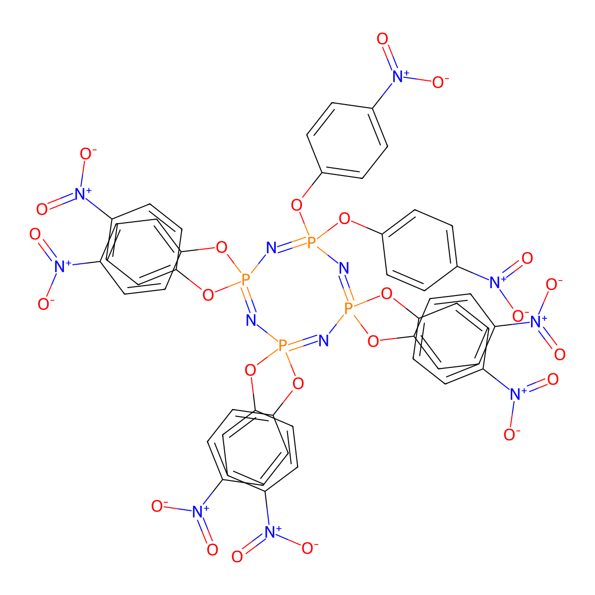 2,2,4,4,6,6,8,8-Octakis(4-nitrophenoxy)-1,3,5,7,2lambda~5~,4lambda~5~,6lambda~5~,8lambda~5~-tetrazatetraphosphocine molecular structure, CAS 16102-85-5