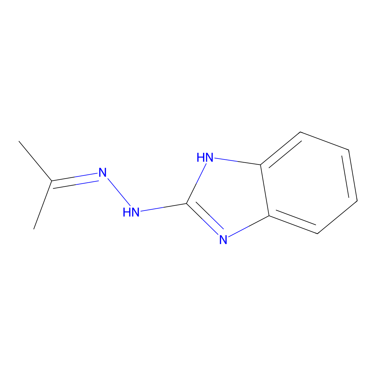 N-(propan-2-ylideneamino)-1H-benzimidazol-2-amine molecular structure, CAS 161035-86-5