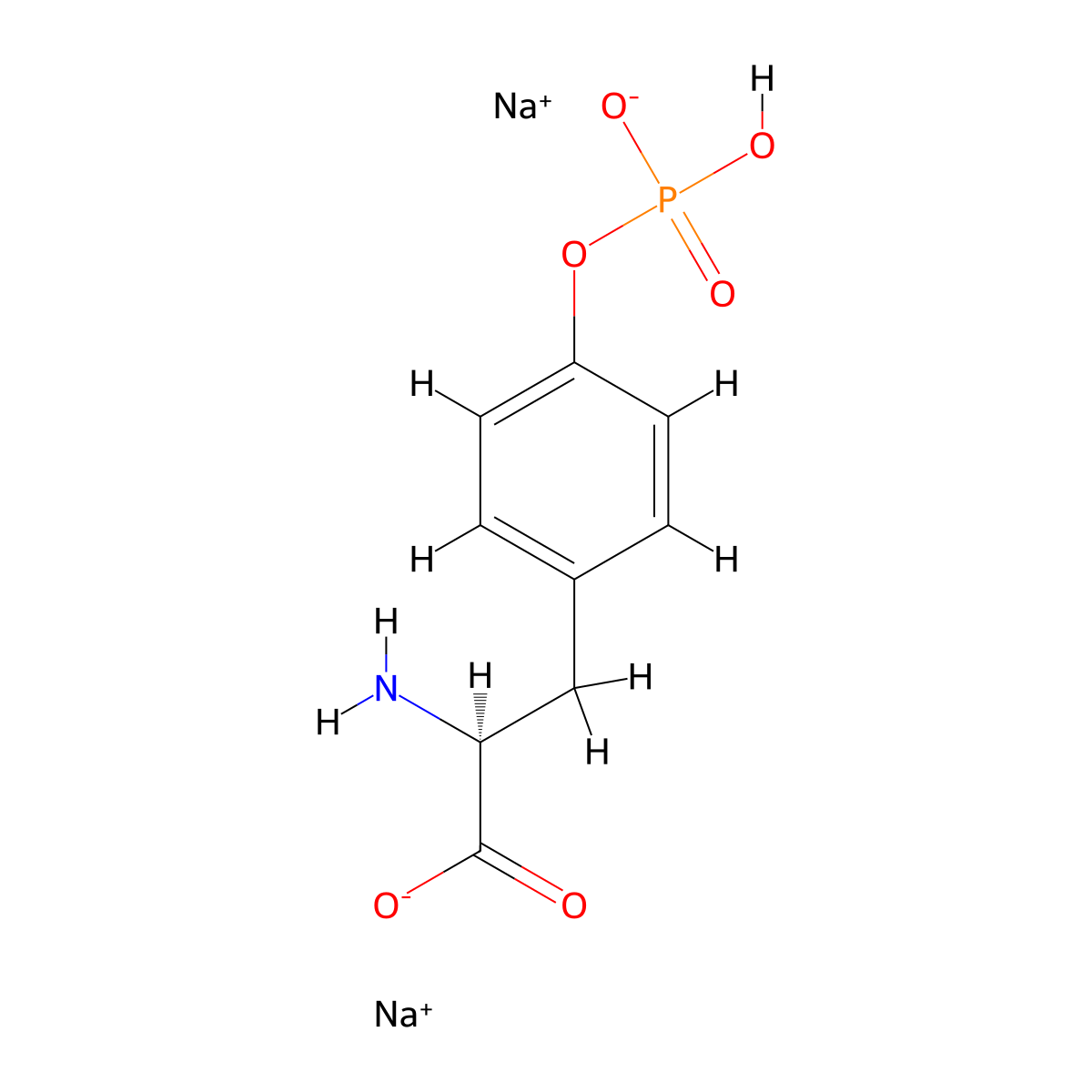 (2S)-2-amino-3-(4-((bis(sodiooxy)phosphoryl)oxy)phenyl)propanoic acid molecular structure, CAS 1610350-91-8
