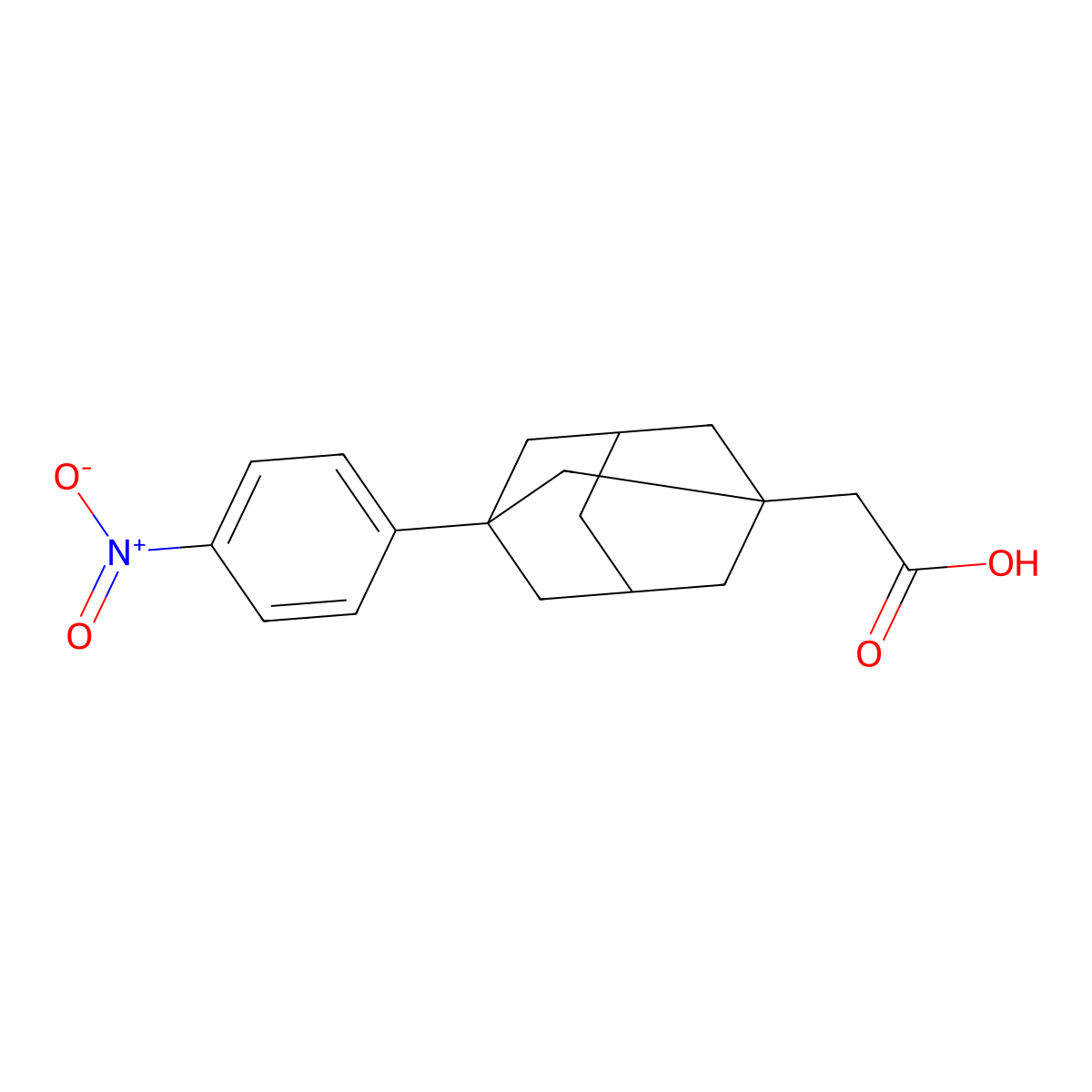 3-(4-Nitrophenyl)tricyclo[3.3.1.13,7]decane-1-acetic acid molecular structure, CAS 161036-57-3