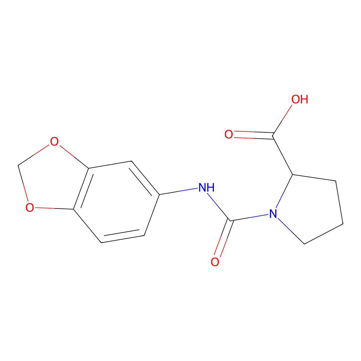 1-[(1,3-Benzodioxol-5-ylamino)carbonyl]-2-pyrrolidinecarboxylic acid molecular structure, CAS 1610362-05-4
