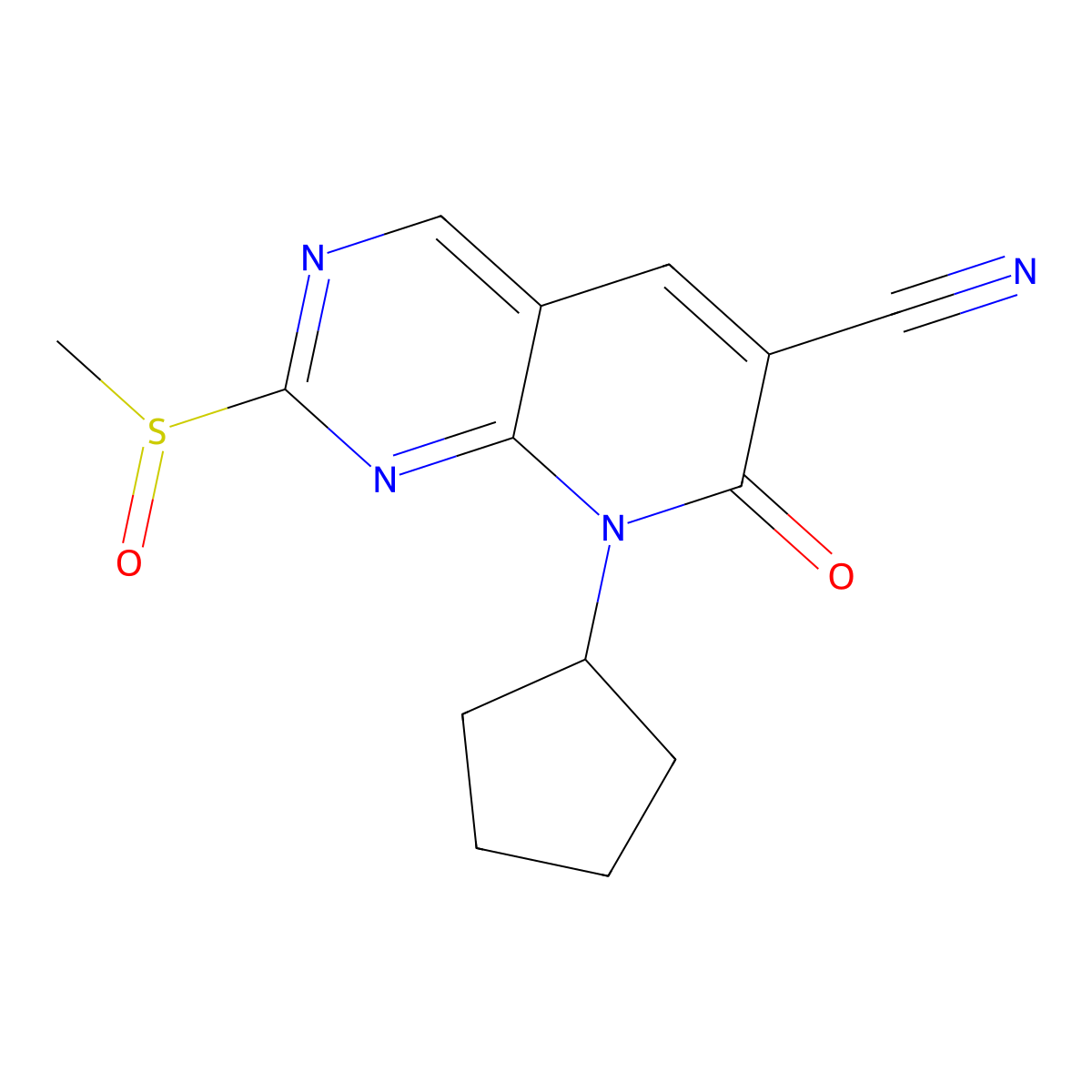 8-Cyclopentyl-2-(methylsulfinyl)-7-oxo-7,8-dihydropyrido[2,3-d]pyrimidine-6-carbonitrile molecular structure, CAS 1610369-49-7