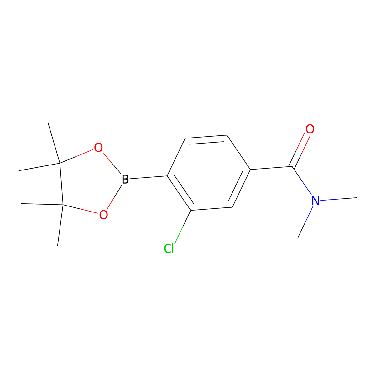 3-chloro-N,N-dimethyl-4-(4,4,5,5-tetramethyl-1,3,2-dioxaborolan-2-yl)benzamide molecular structure, CAS 1610372-97-8