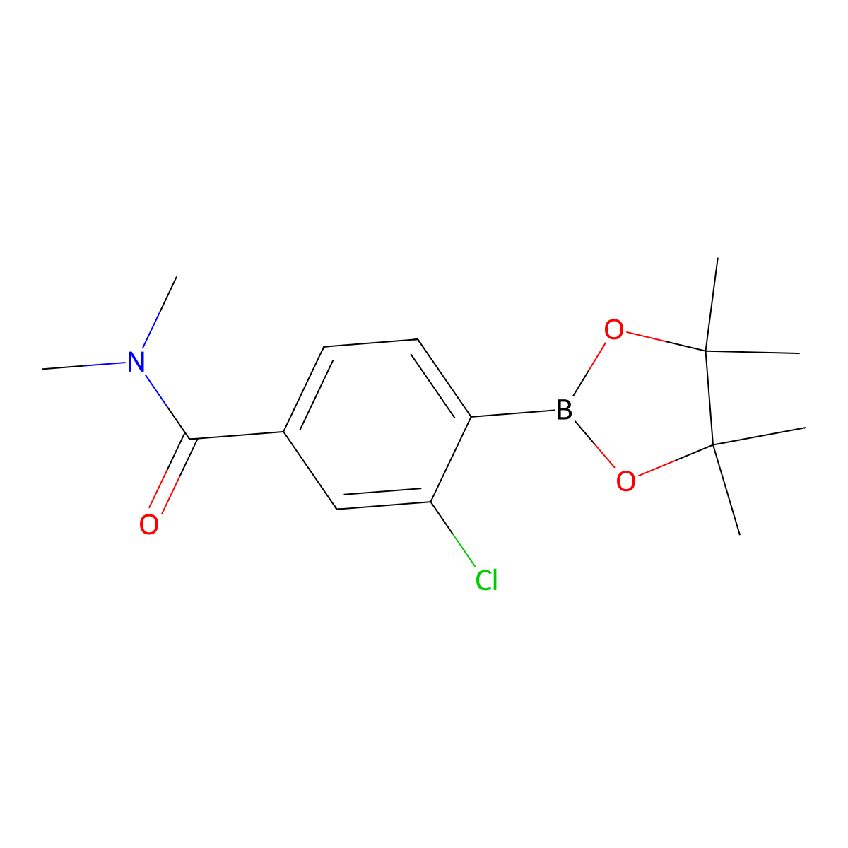 3-chloro-N,N-dimethyl-4-(4,4,5,5-tetramethyl-1,3,2-dioxaborolan-2-yl)benzamide molecular structure, CAS 1610372-97-8