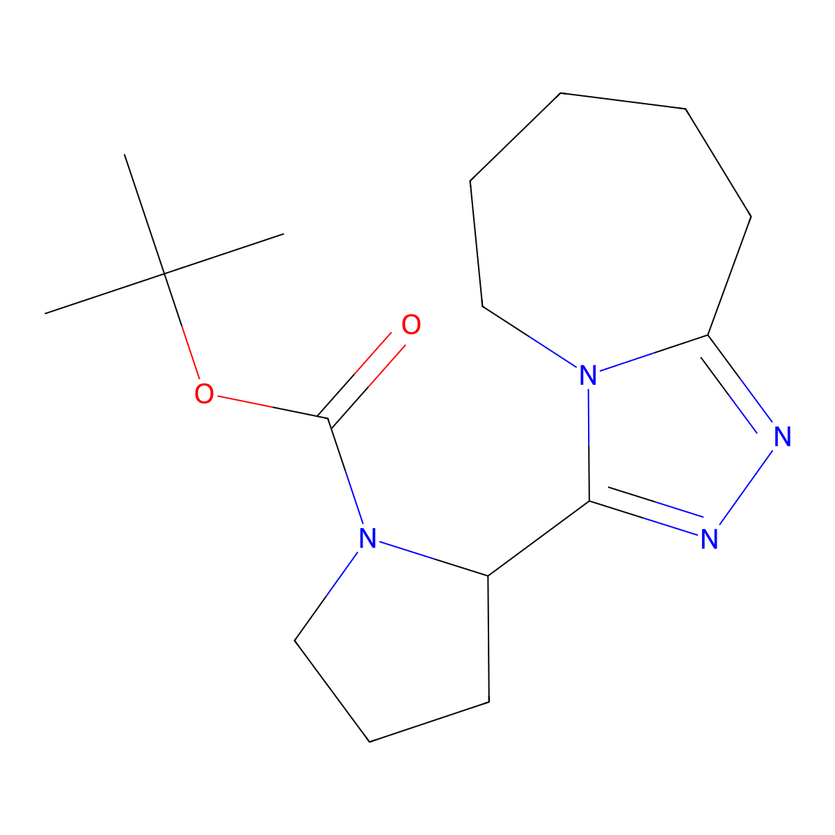 tert-butyl 2-{5H,6H,7H,8H,9H-[1,2,4]triazolo[4,3-a]azepin-3-yl}pyrrolidine-1-carboxylate molecular structure, CAS 1610376-95-8