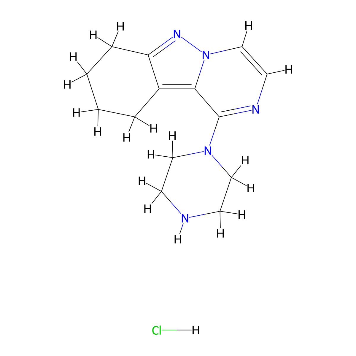 1-Piperazin-1-yl-7,8,9,10-tetrahydropyrazino[1,2-b]indazole hydrochloride molecular structure, CAS 1610376-97-0