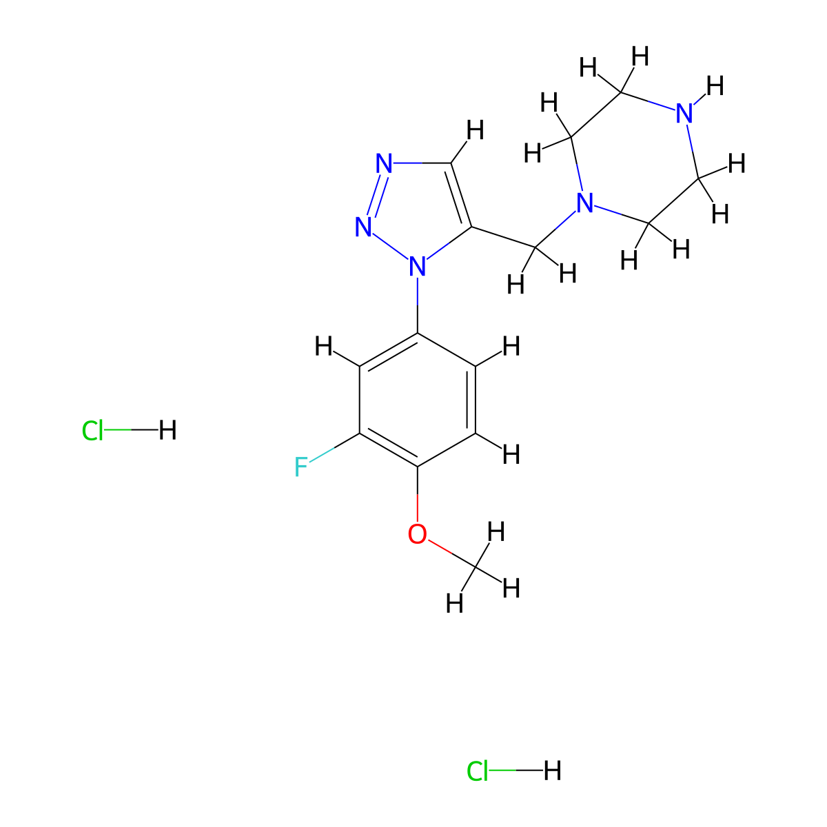1-{[1-(3-fluoro-4-methoxyphenyl)-1H-1,2,3-triazol-5-yl]methyl}piperazine dihydrochloride molecular structure, CAS 1610376-98-1