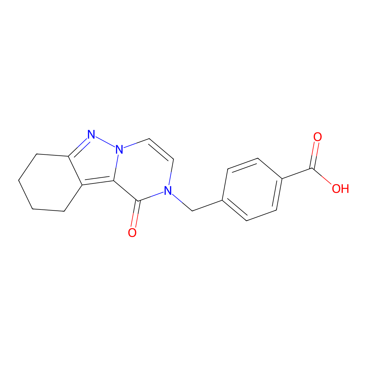 4-[(1-oxo-7,8,9,10-tetrahydropyrazino[1,2-b]indazol-2(1H)-yl)methyl]benzoic acid molecular structure, CAS 1610377-08-6