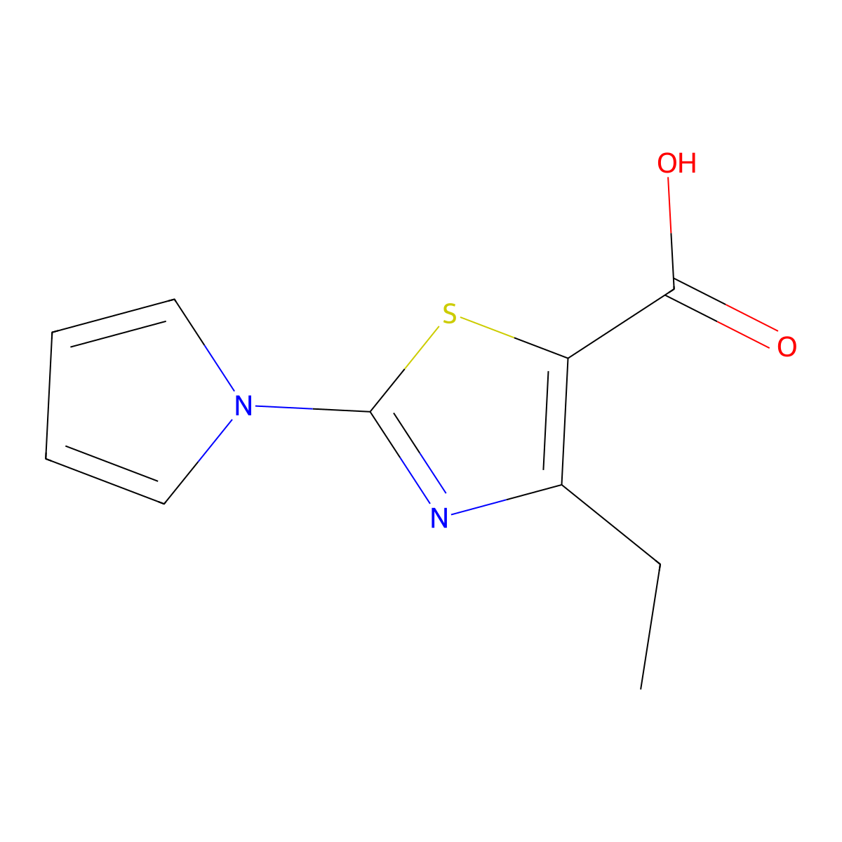 4-ethyl-2-(1H-pyrrol-1-yl)-1,3-thiazole-5-carboxylic acid molecular structure, CAS 1610377-11-1