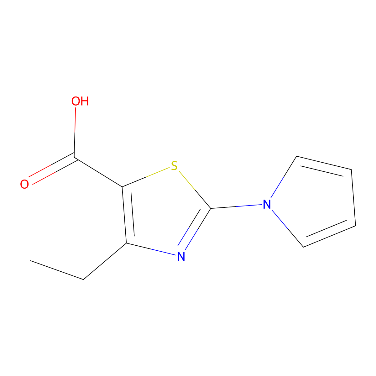 4-ethyl-2-(1H-pyrrol-1-yl)-1,3-thiazole-5-carboxylic acid molecular structure, CAS 1610377-11-1