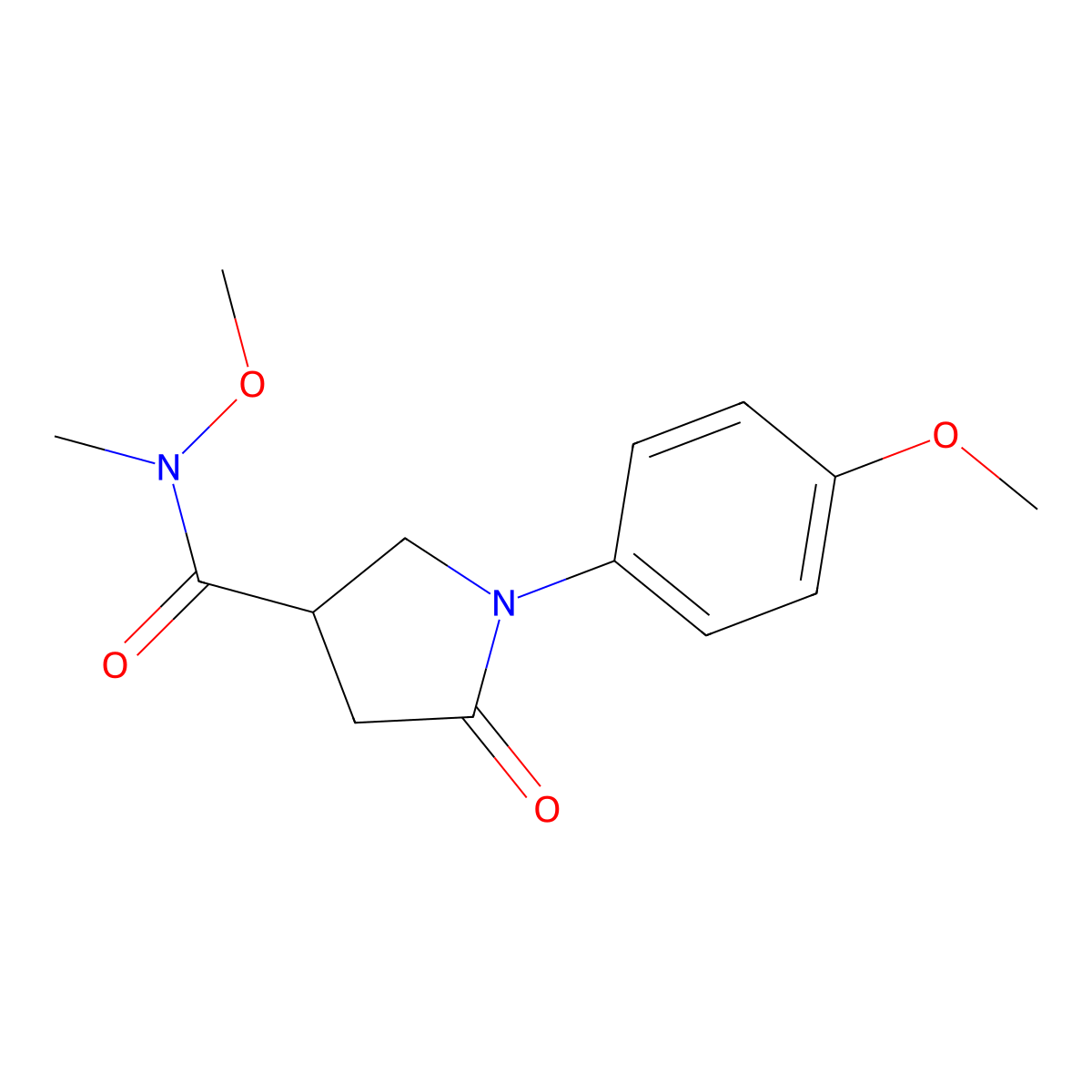 N-methoxy-1-(4-methoxyphenyl)-N-methyl-5-oxopyrrolidine-3-carboxamide molecular structure, CAS 1610377-20-2