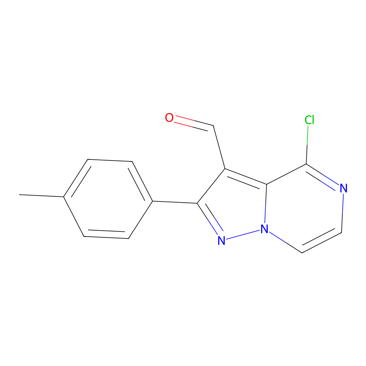 4-Chloro-2-(4-methylphenyl)pyrazolo[1,5-a]pyrazine-3-carbaldehyde molecular structure, CAS 1610377-21-3