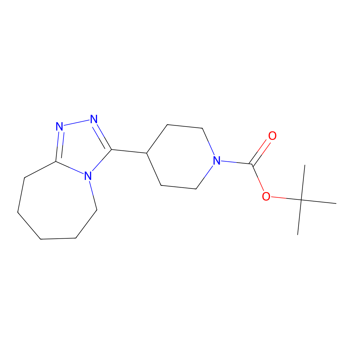 tert-butyl 4-{5H,6H,7H,8H,9H-[1,2,4]triazolo[4,3-a]azepin-3-yl}piperidine-1-carboxylate molecular structure, CAS 1610377-23-5