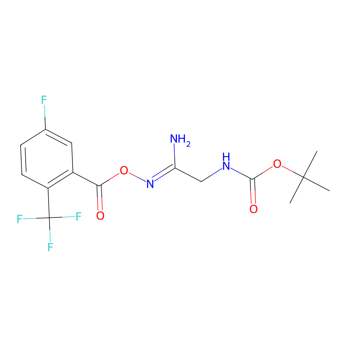 (Z)-(1-amino-2-{[(tert-butoxy)carbonyl]amino}ethylidene)amino 5-fluoro-2-(trifluoromethyl)benzoate molecular structure, CAS 1610379-67-3