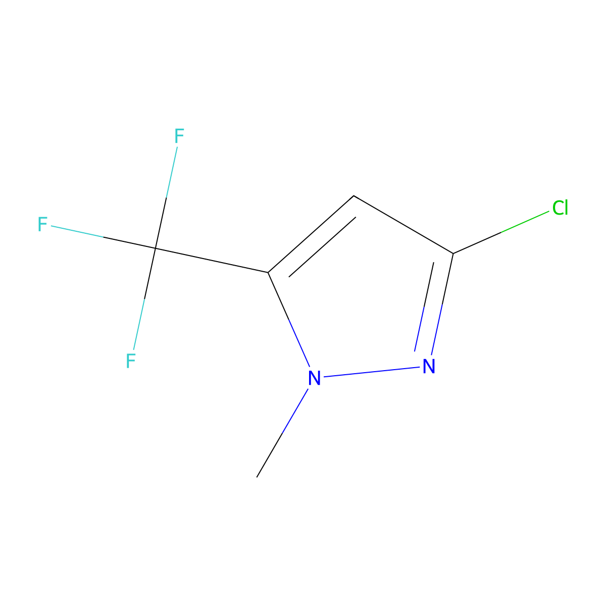 3-chloro-1-methyl-5-(trifluoromethyl)-1H-pyrazole molecular structure, CAS 161038-55-7