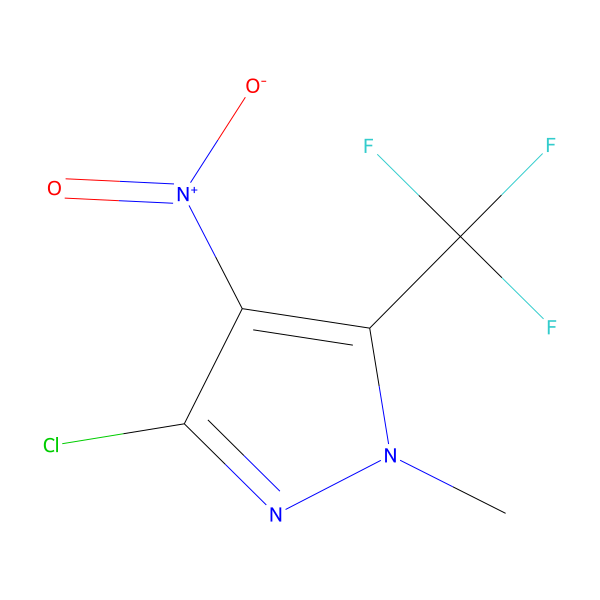 3-Chloro-1-methyl-4-nitro-5-(trifluoromethyl)-1H-pyrazole molecular structure, CAS 161038-58-0