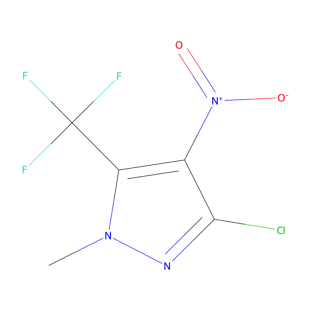 3-Chloro-1-methyl-4-nitro-5-(trifluoromethyl)-1H-pyrazole molecular structure, CAS 161038-58-0