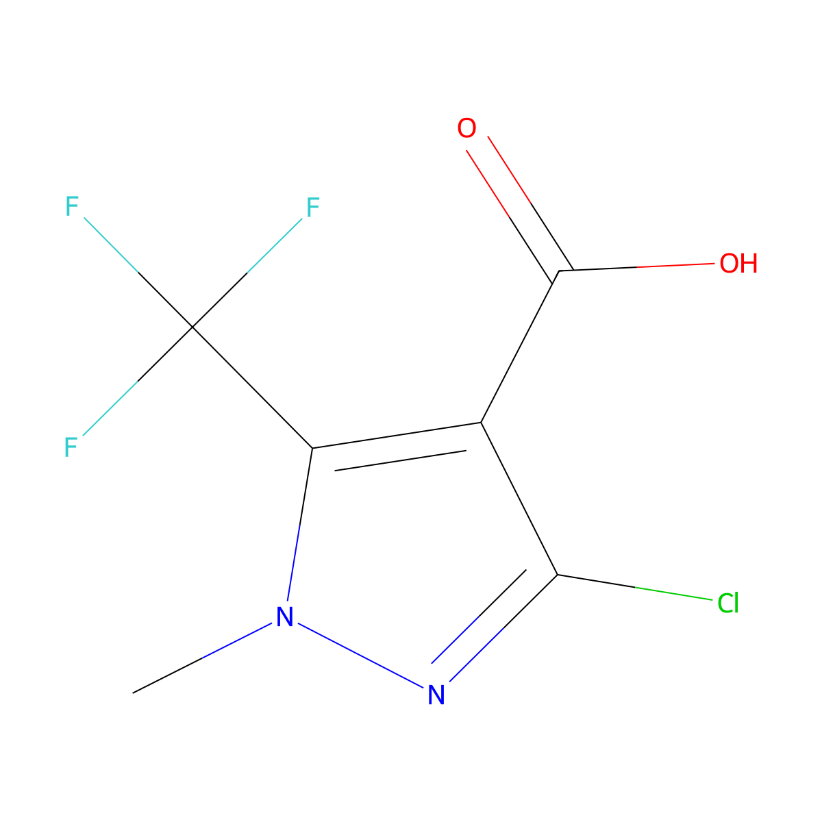 3-Chloro-1-methyl-5-(trifluoromethyl)-1H-pyrazole-4-carboxylic acid molecular structure, CAS 161038-60-4