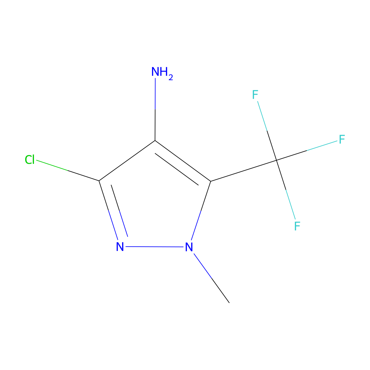 3-chloro-1-methyl-5-(trifluoromethyl)-1H-pyrazol-4-amine molecular structure, CAS 161038-63-7