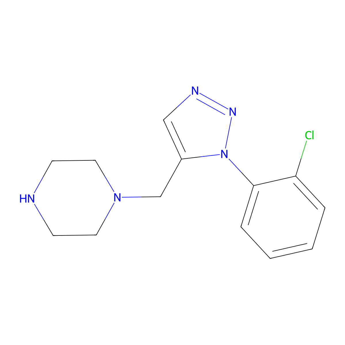 1-{[1-(2-chlorophenyl)-1H-1,2,3-triazol-5-yl]methyl}piperazine molecular structure, CAS 1610409-31-8