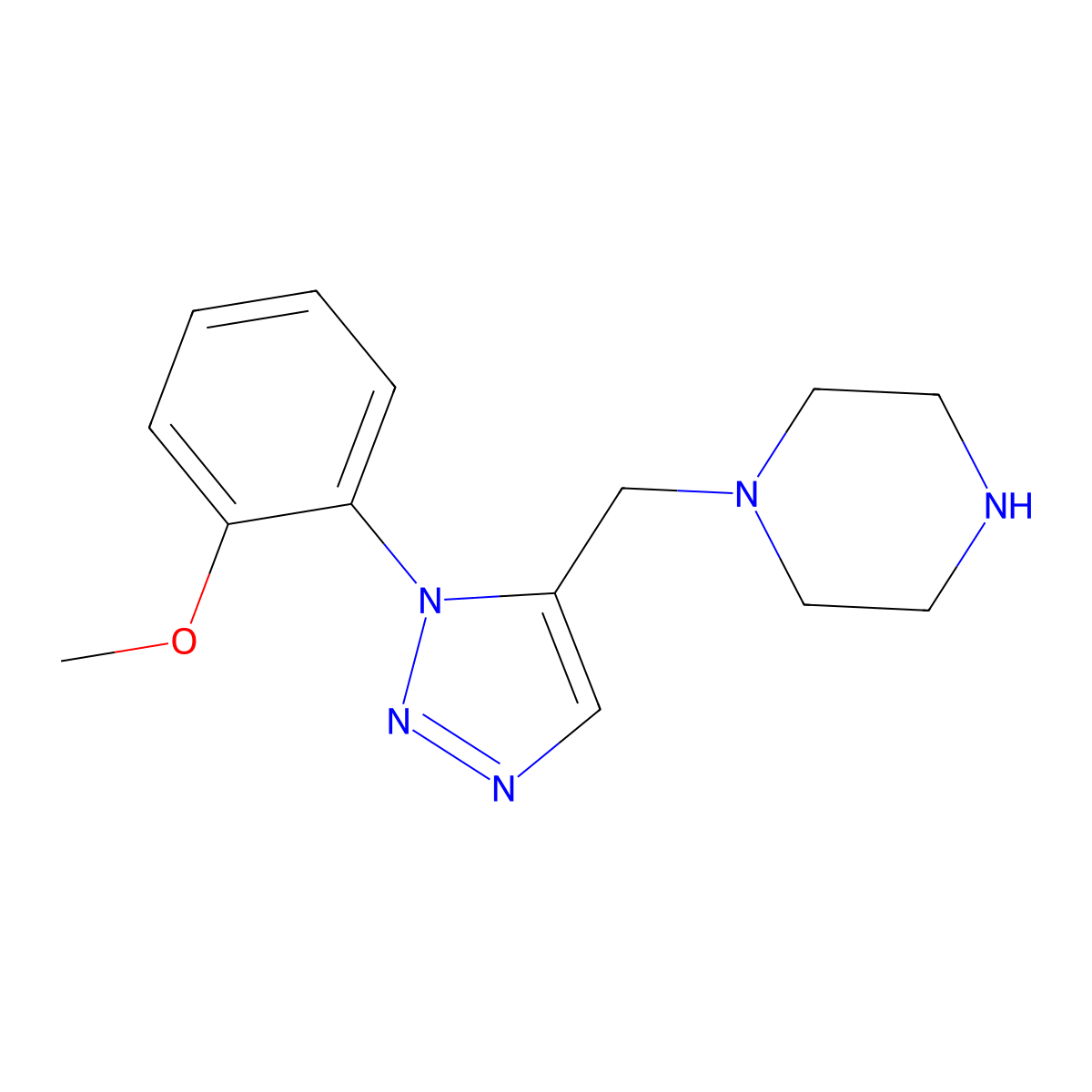 1-{[1-(2-methoxyphenyl)-1H-1,2,3-triazol-5-yl]methyl}piperazine molecular structure, CAS 1610409-33-0