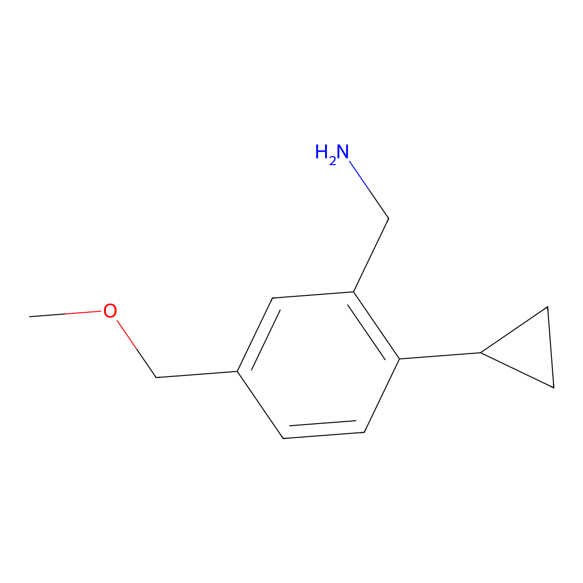(2-Cyclopropyl-5-(methoxymethyl)phenyl)methanamine molecular structure, CAS 1610416-51-7