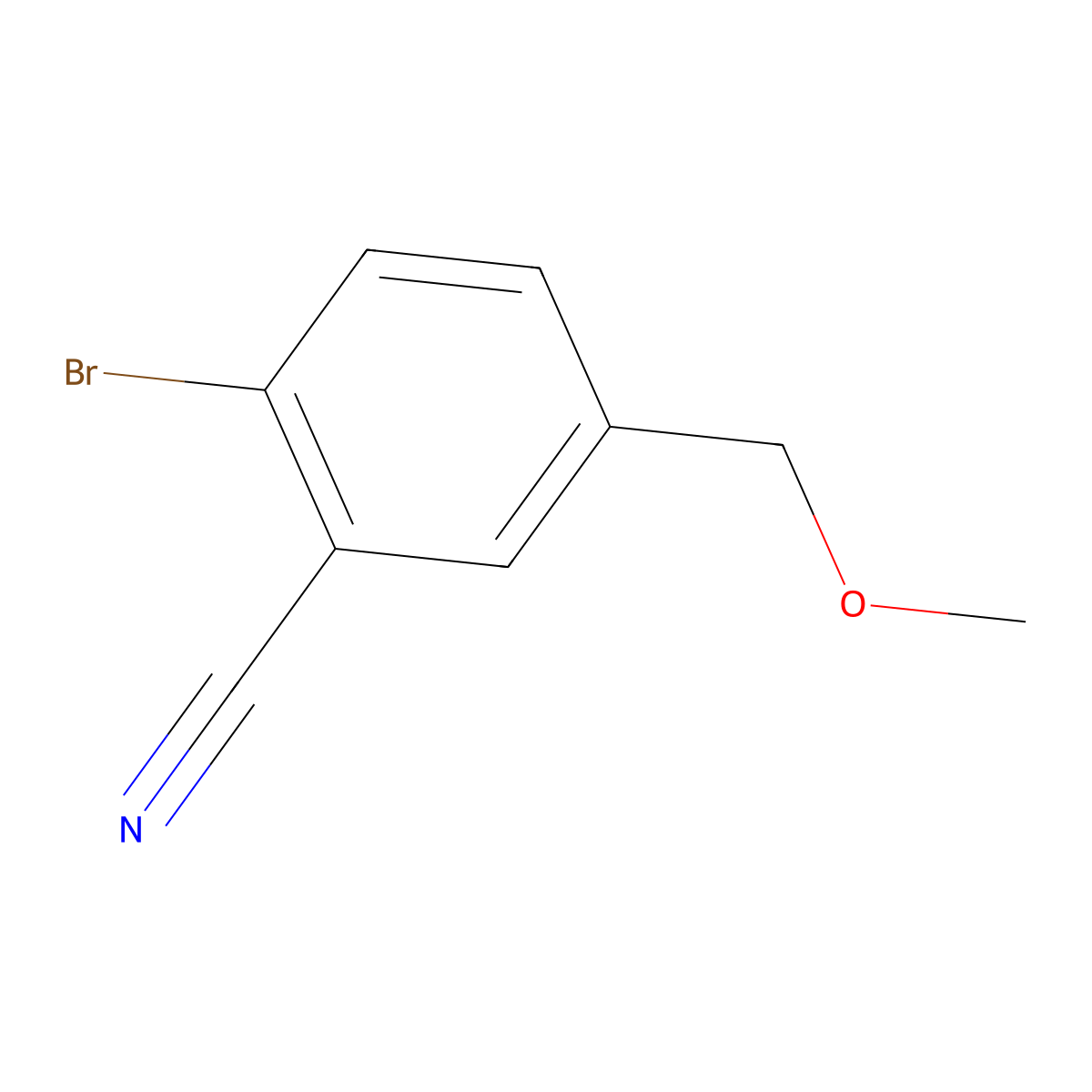 2-Bromo-5-(methoxymethyl)benzonitrile molecular structure, CAS 1610416-75-5