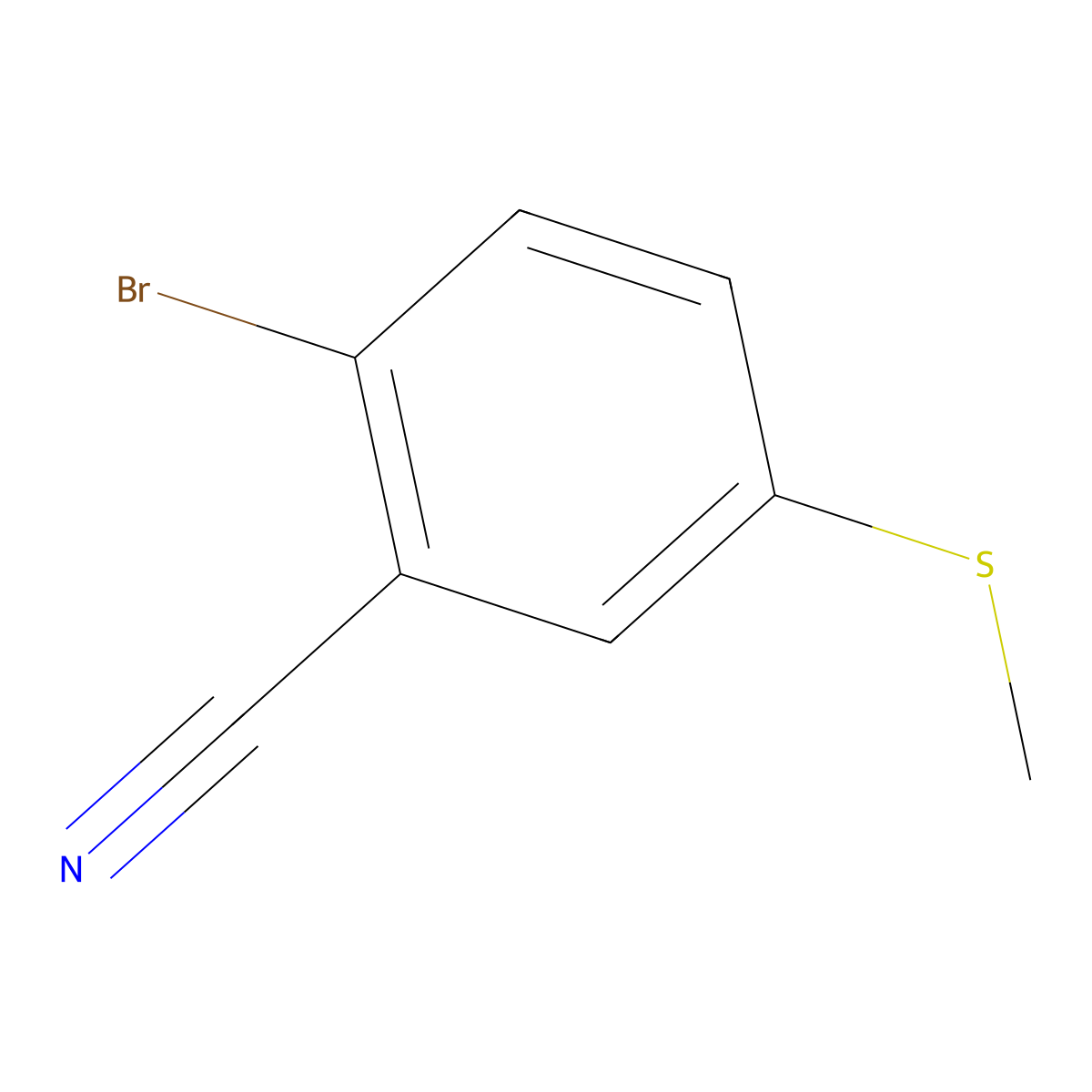 2-Bromo-5-(methylthio)benzonitrile molecular structure, CAS 1610418-05-7