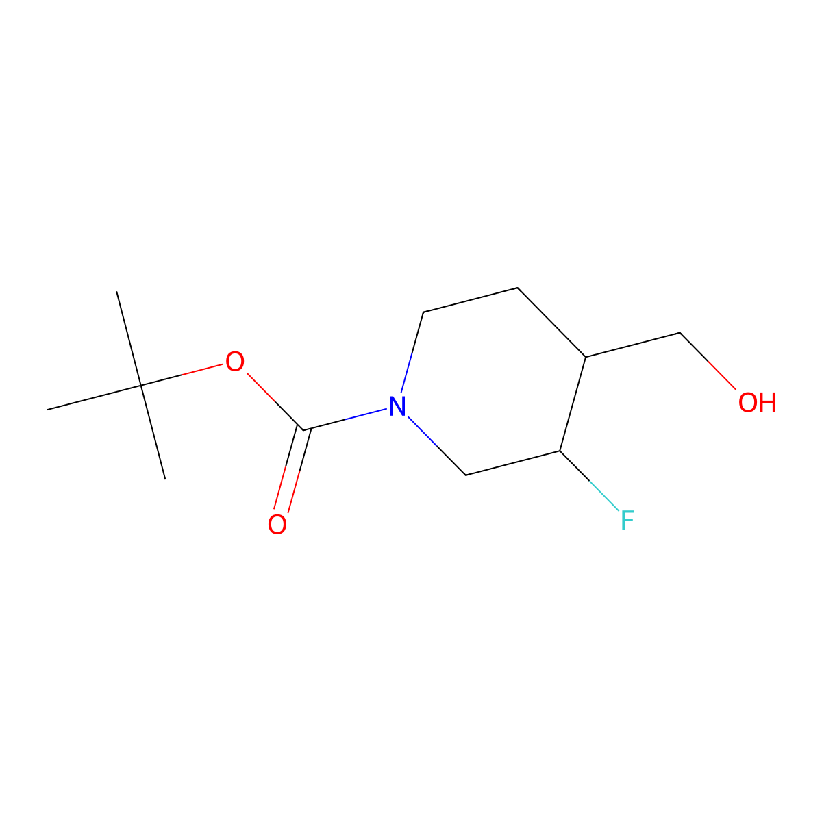 (3S,4R)-rel-tert-Butyl 3-fluoro-4-(hydroxymethyl)piperidine-1-carboxylate molecular structure, CAS 1610418-19-3