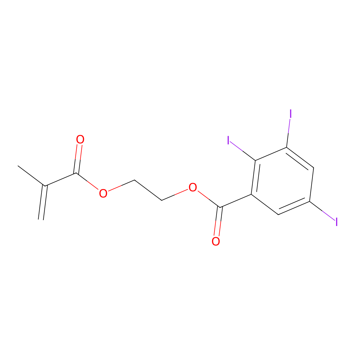 2-(2',3',5'-Triiodobenzoyl)ethyl methacrylate molecular structure, CAS 161042-10-0