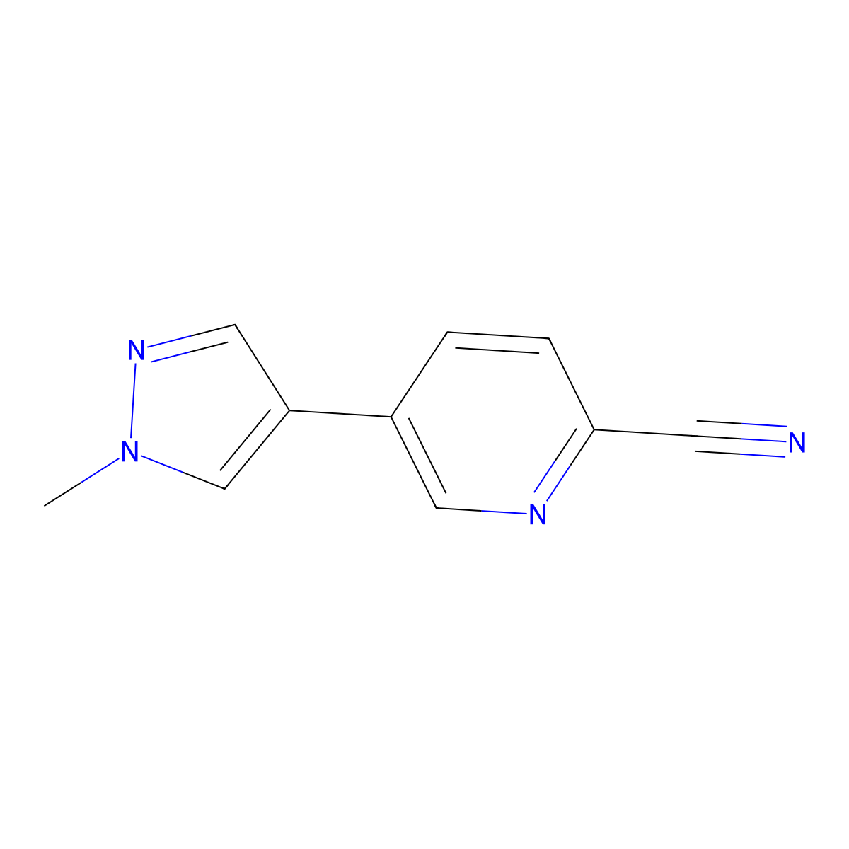 5-(1-methyl-1H-pyrazol-4-yl)picolinonitrile molecular structure, CAS 1610468-73-9