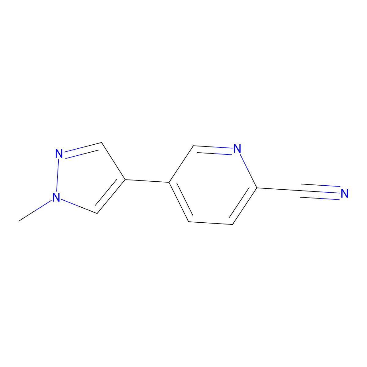 5-(1-methyl-1H-pyrazol-4-yl)picolinonitrile molecular structure, CAS 1610468-73-9