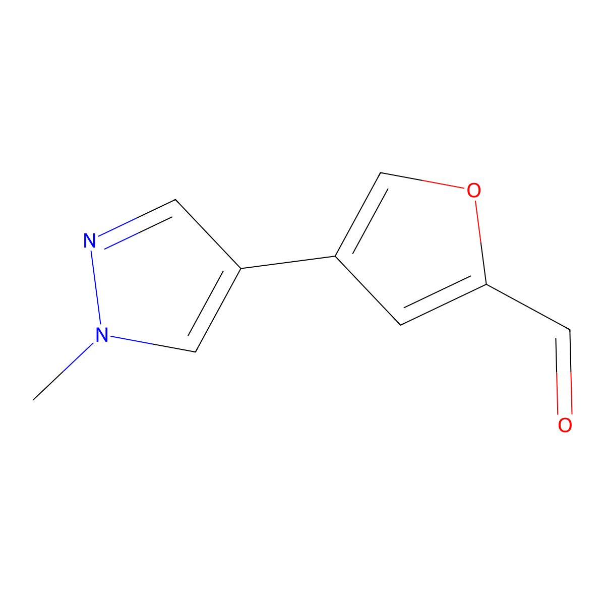 4-(1-methyl-1H-pyrazol-4-yl)furan-2-carbaldehyde molecular structure, CAS 1610468-94-4