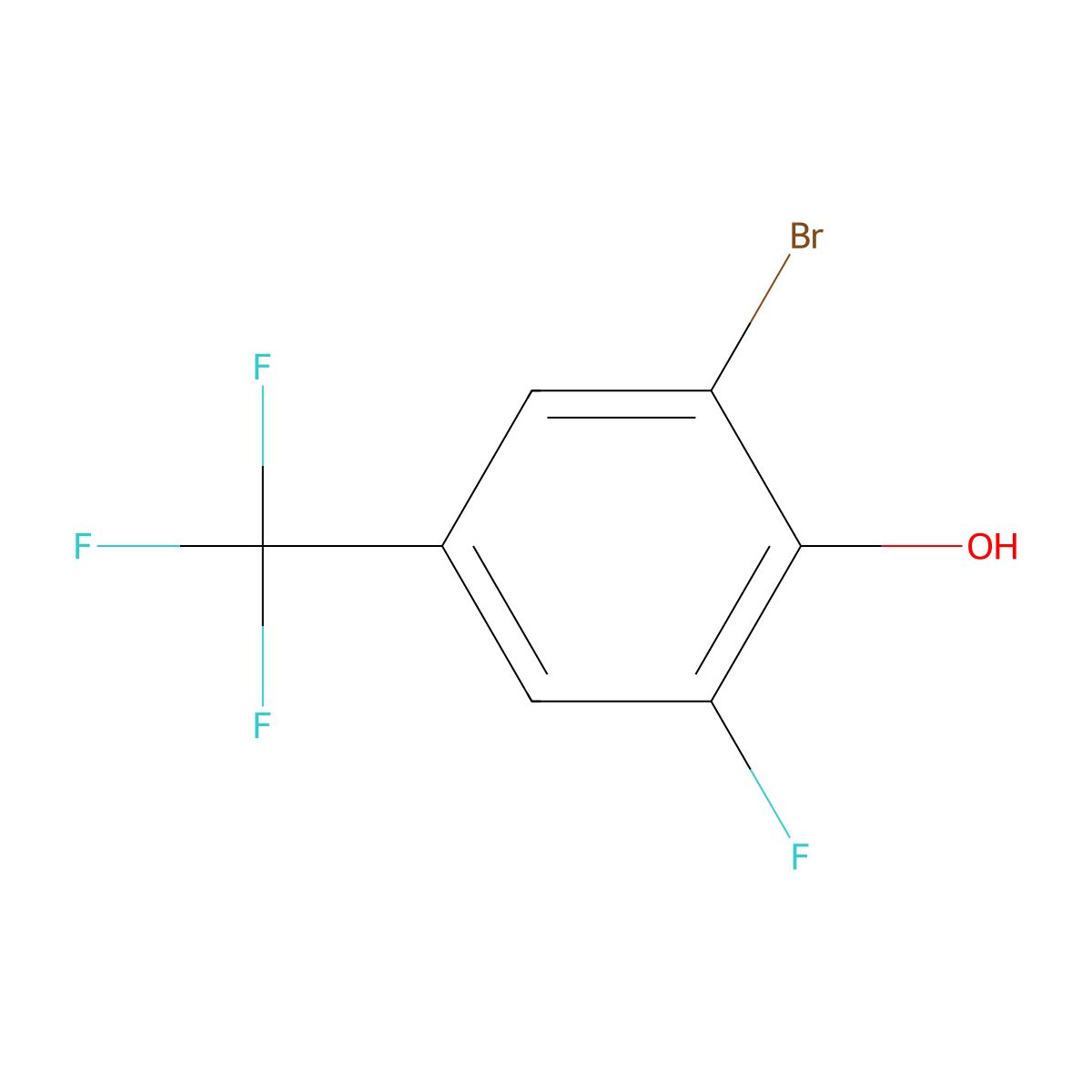 2-Bromo-6-fluoro-4-(trifluoromethyl)phenol molecular structure, CAS 1610471-16-3