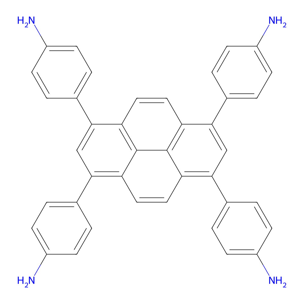 4,4,4,4-(1,3,6,8-Pyrenetetrayl)tetrakis[benzenamine] molecular structure, CAS 1610471-69-6
