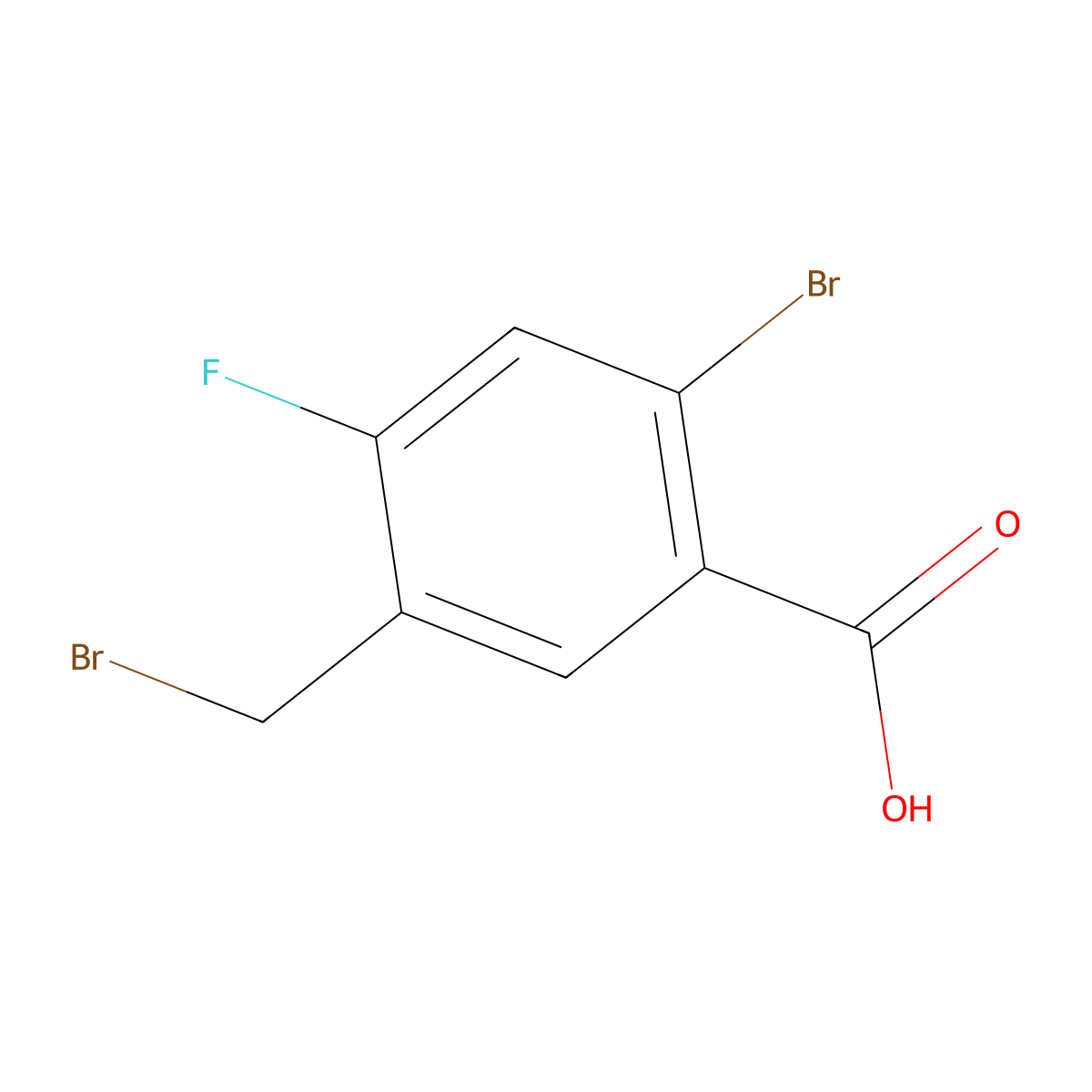 2-Bromo-5-(bromomethyl)-4-fluorobenzoic acid molecular structure, CAS 1610472-53-1