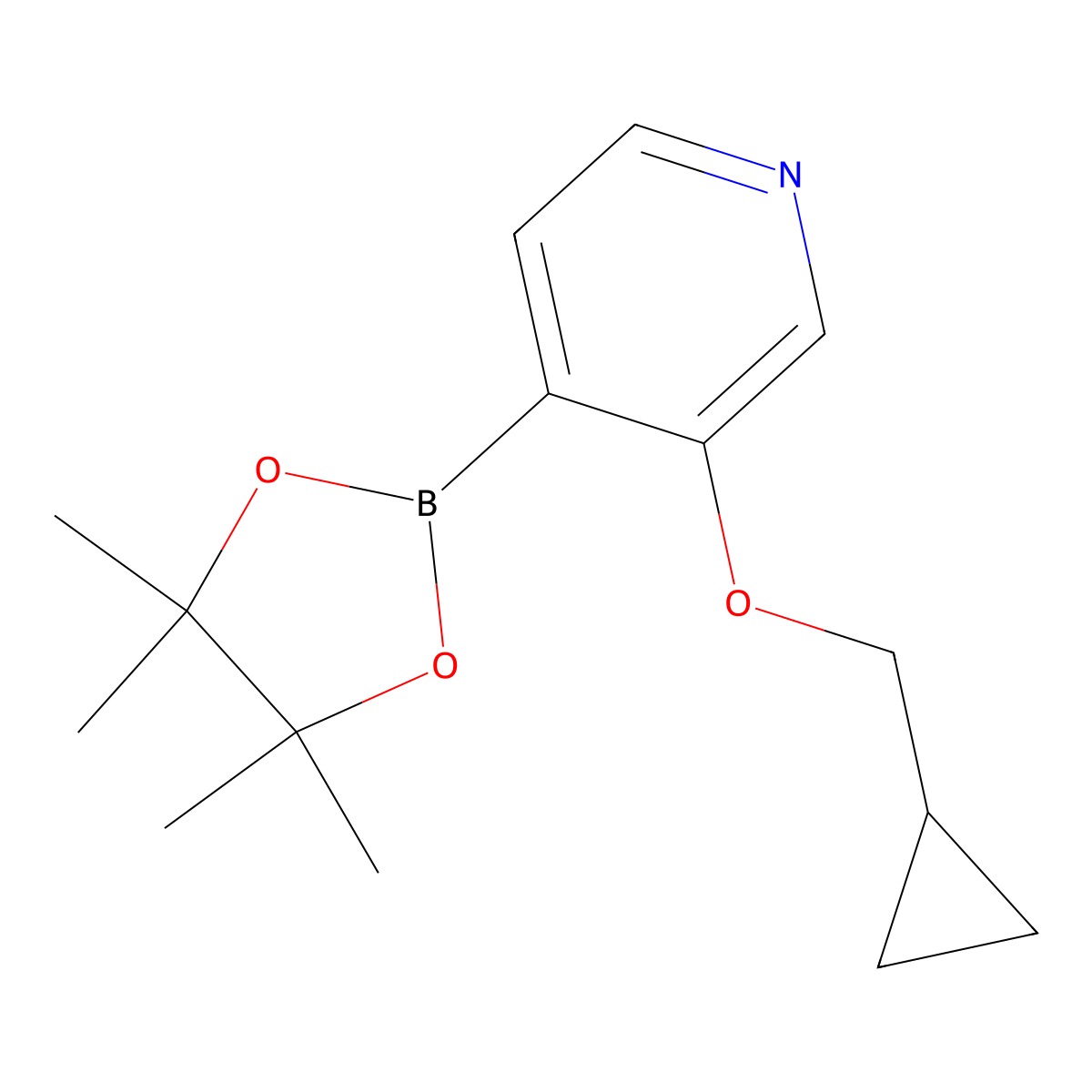 3-(Cyclopropylmethoxy)-4-(4,4,5,5-tetramethyl-1,3,2-dioxaborolan-2-YL)pyridine molecular structure, CAS 1610521-15-7