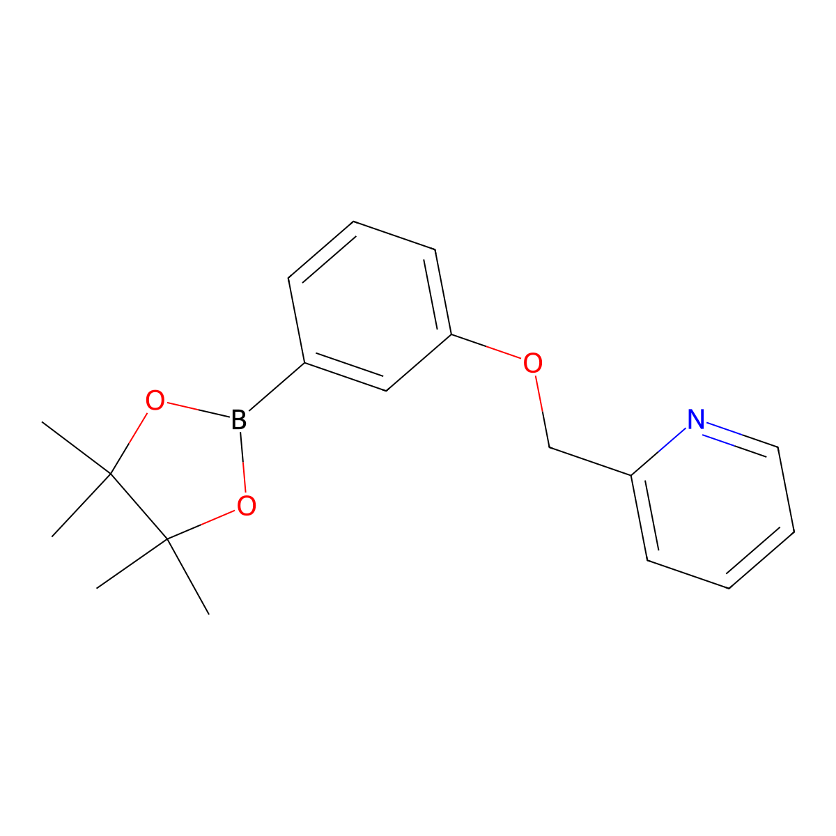 2-((3-(4,4,5,5-Tetramethyl-1,3,2-dioxaborolan-2-yl)phenoxy)methyl)pyridine molecular structure, CAS 1610521-29-3