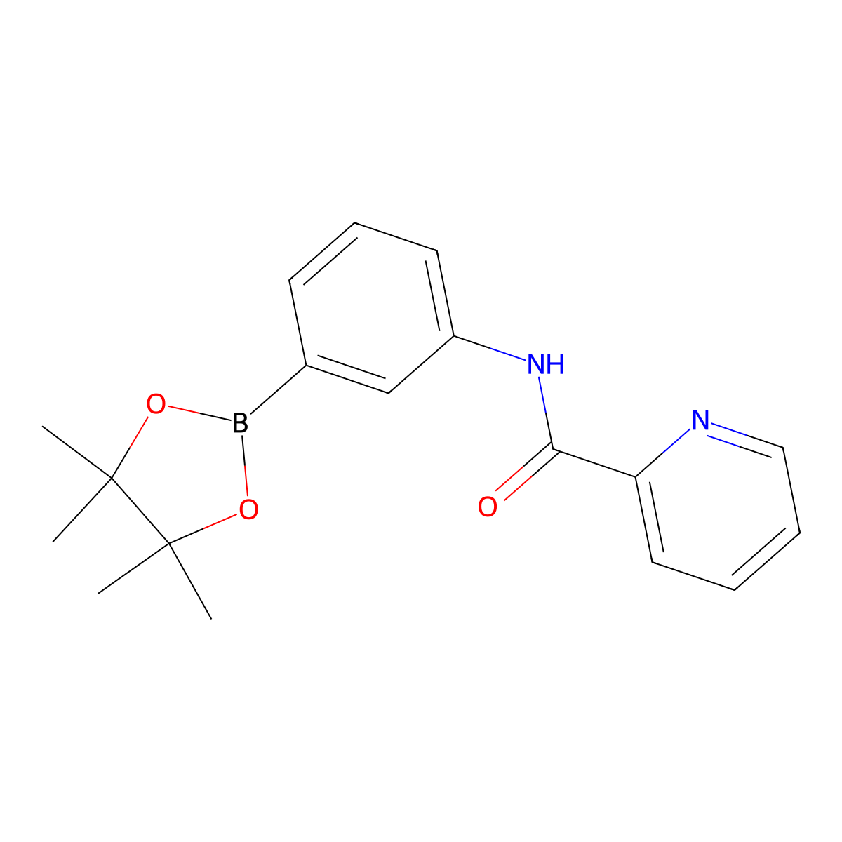 N-(3-(4,4,5,5-tetramethyl-1,3,2-dioxaborolan-2-yl)phenyl)picolinamide molecular structure, CAS 1610521-45-3
