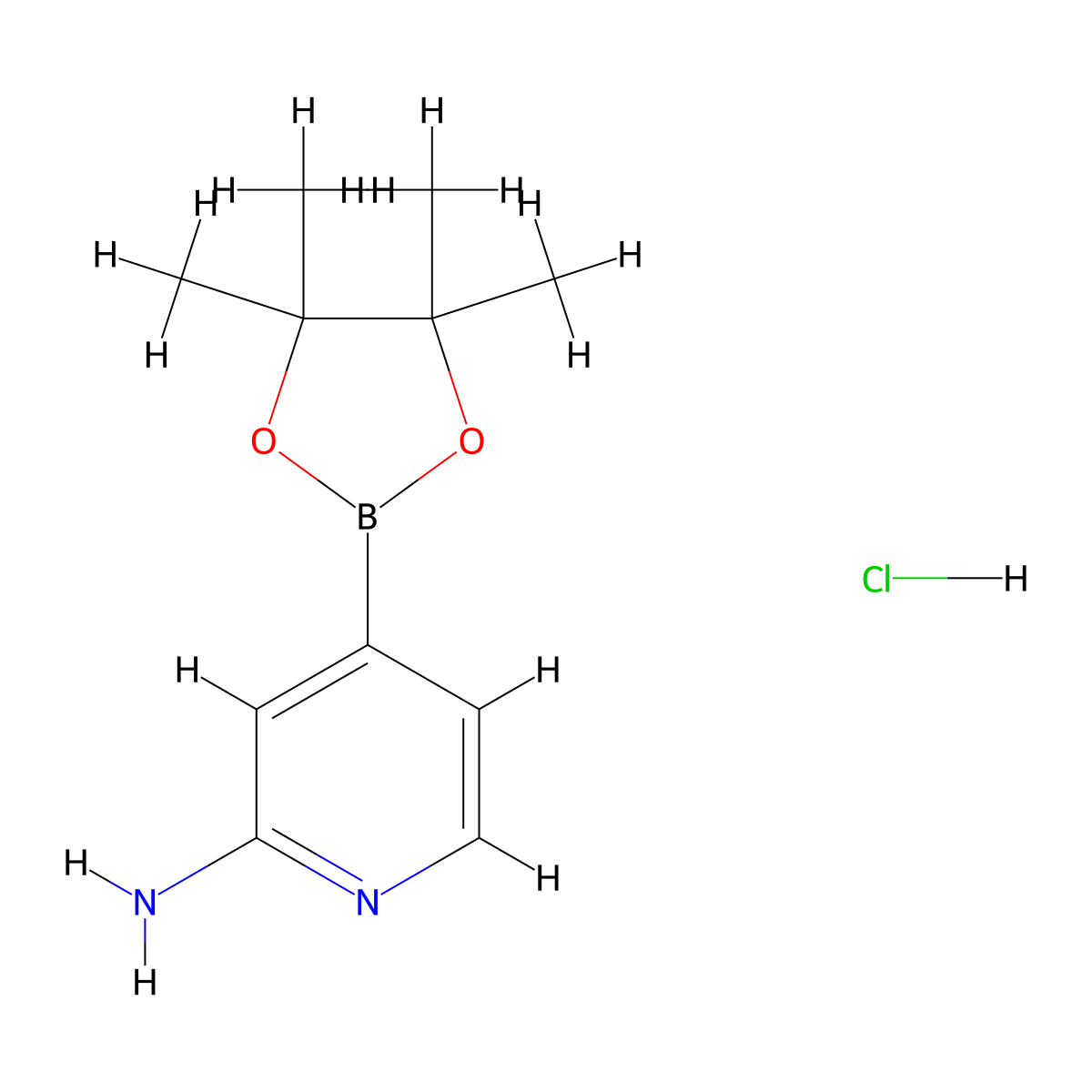 4-(4,4,5,5-Tetramethyl-1,3,2-dioxaborolan-2-yl)pyridin-2-aminehydrochloride molecular structure, CAS 1610521-57-7