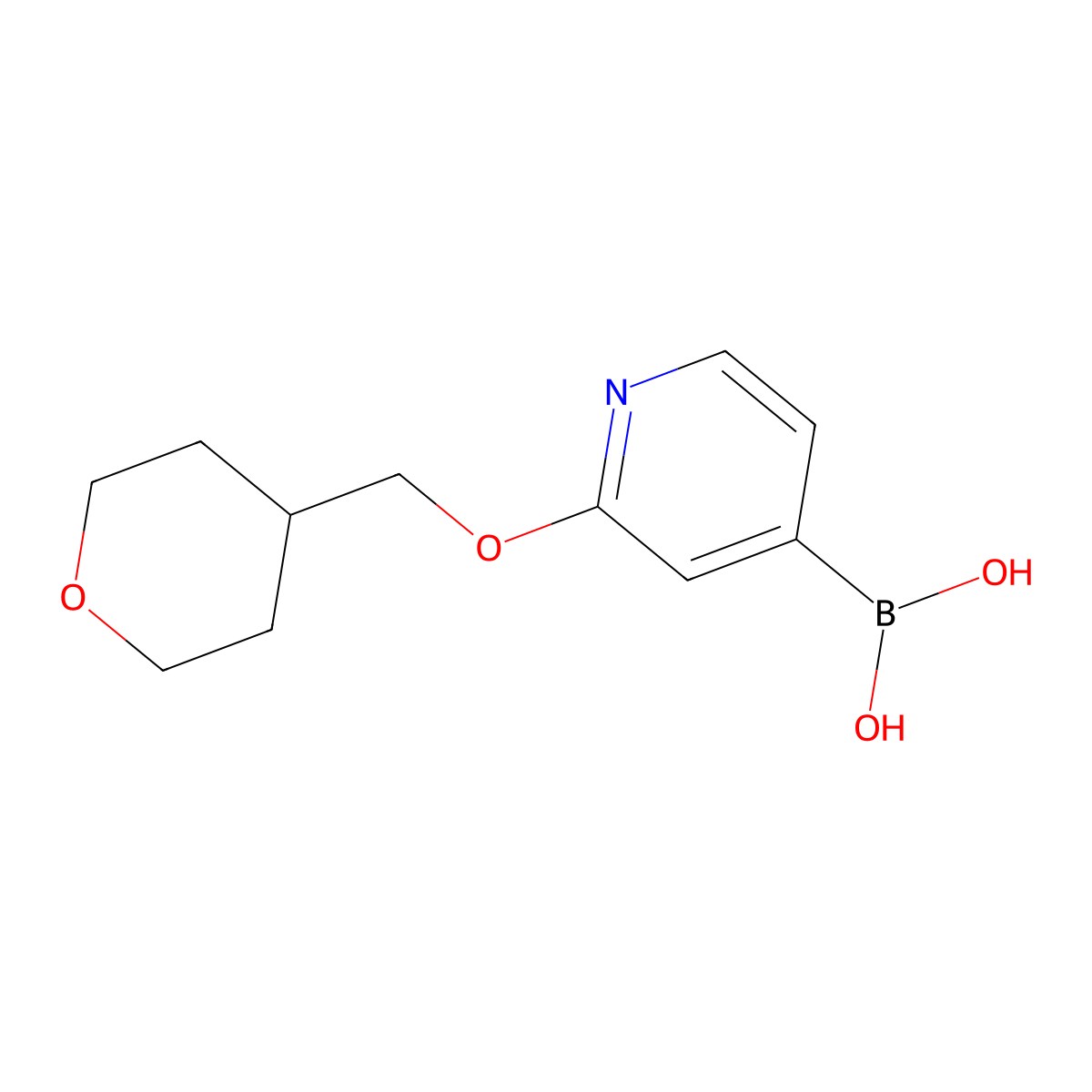 B-[2-[(Tetrahydro-2H-pyran-4-yl)methoxy]-4-pyridinyl]boronic acid molecular structure, CAS 1610521-58-8