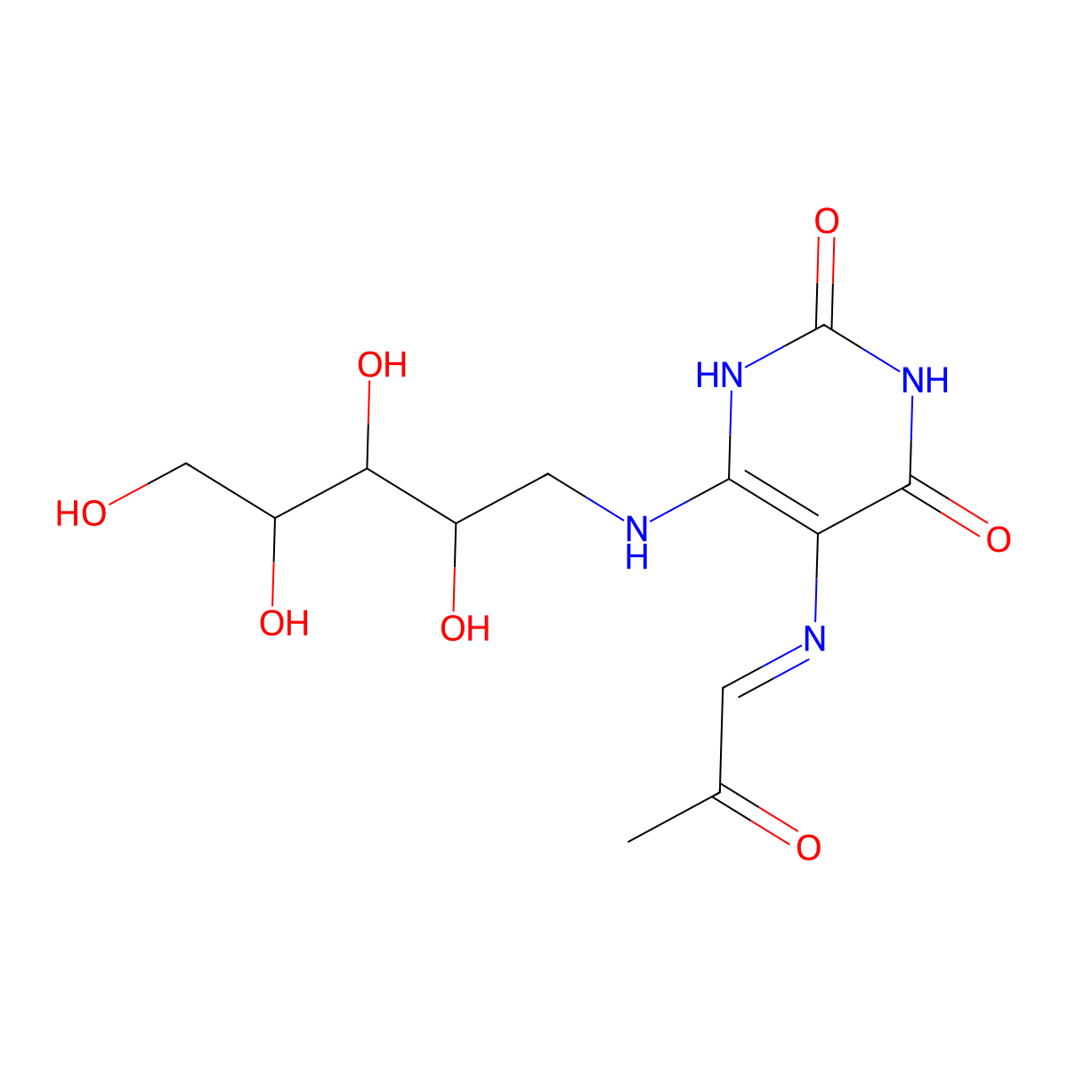 5-(2-oxopropylideneamino)-6-D-ribitylaminouracil molecular structure, CAS 1610526-18-5