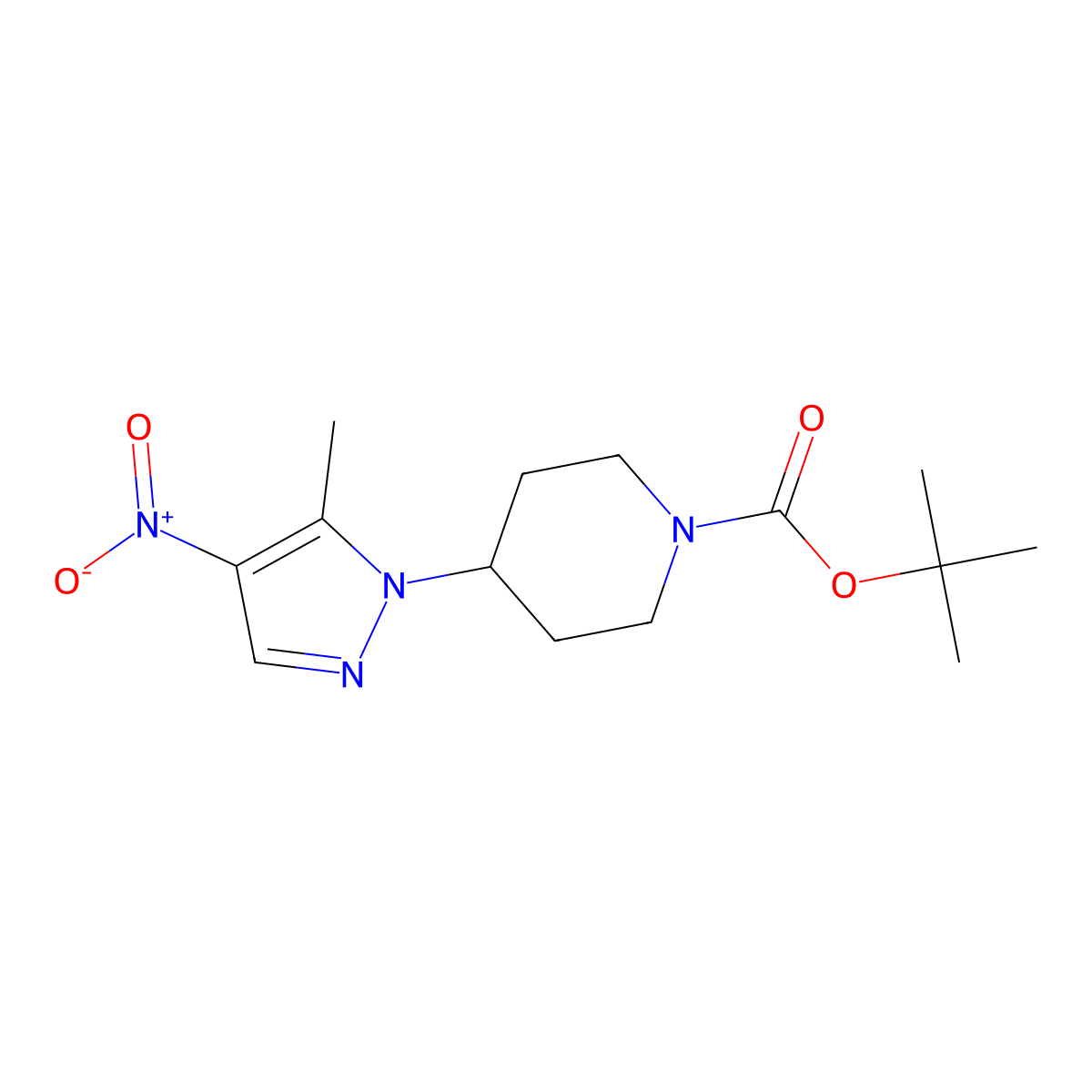 tert-butyl 4-(5-methyl-4-nitro-1H-pyrazol-1-yl)piperidine-1-carboxylate molecular structure, CAS 1610587-19-3