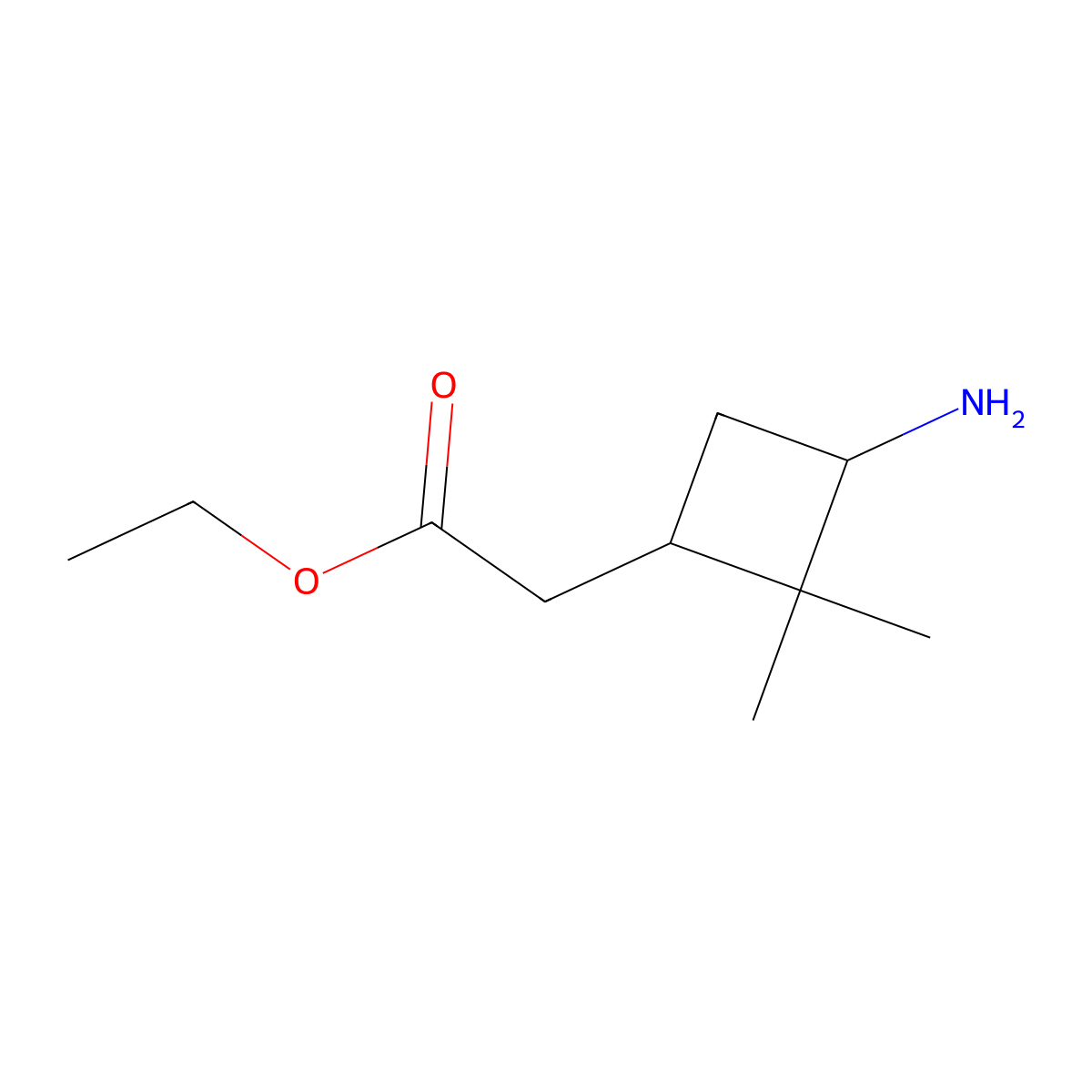 Ethyl 2-(3-amino-2,2-dimethylcyclobutyl)acetate molecular structure, CAS 1610603-58-1