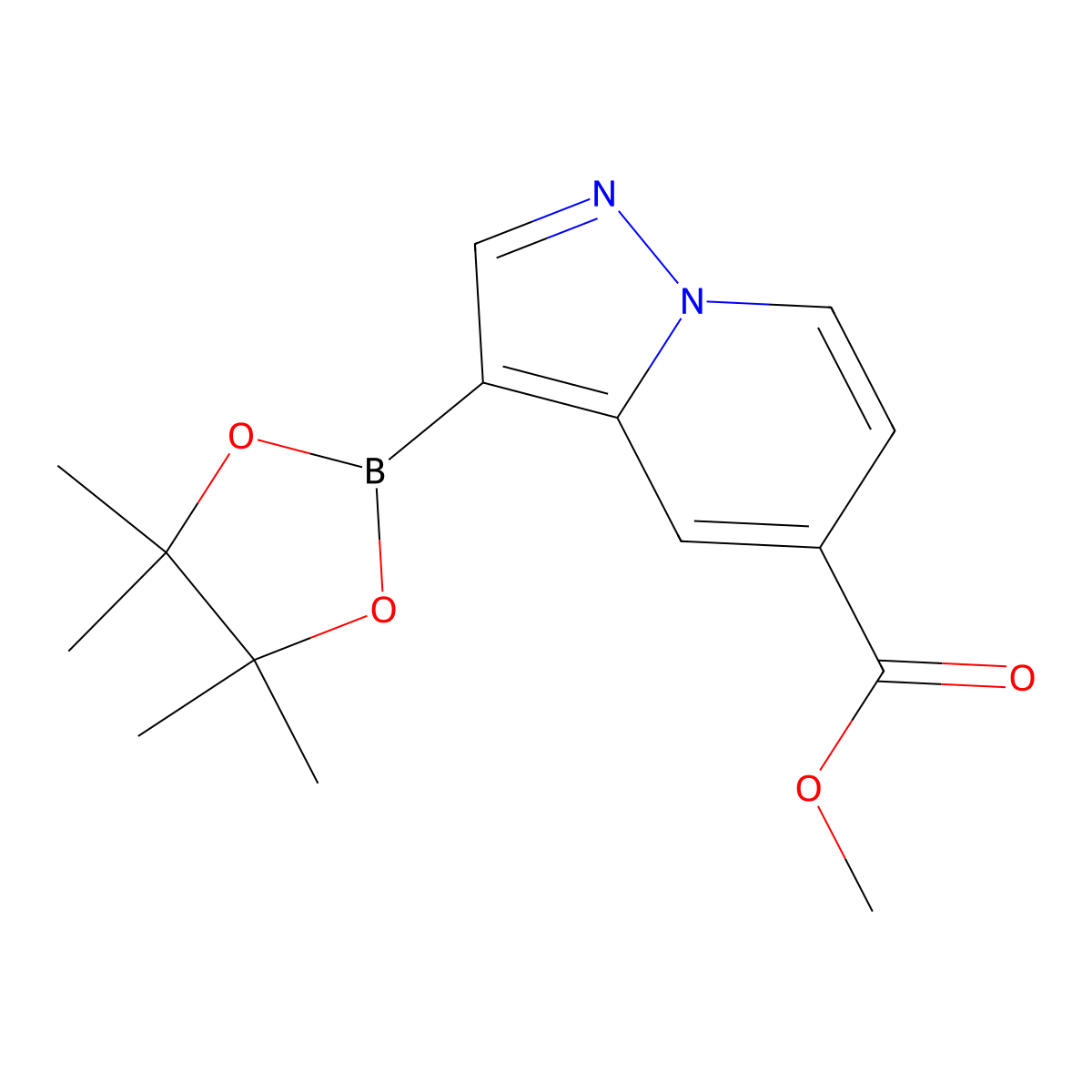 (5-(Methoxycarbonyl)pyrazolo[1,5-a]pyridin-3-yl)boronic acid pinacol ester molecular structure, CAS 1610612-05-9