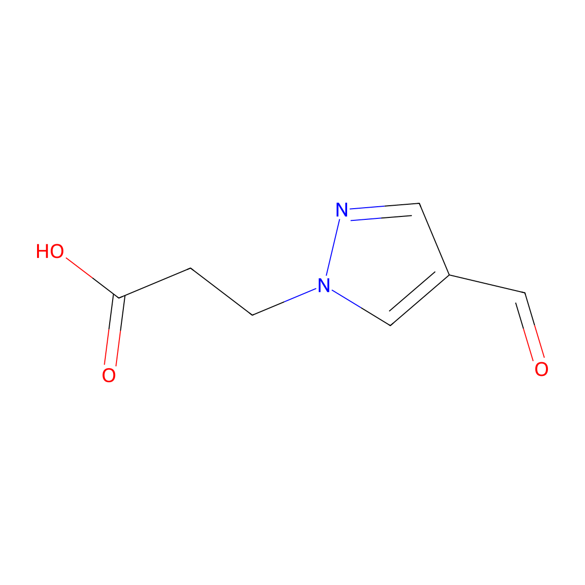 3-(4-formyl-1H-pyrazol-1-yl)propanoic acid molecular structure, CAS 1610616-01-7