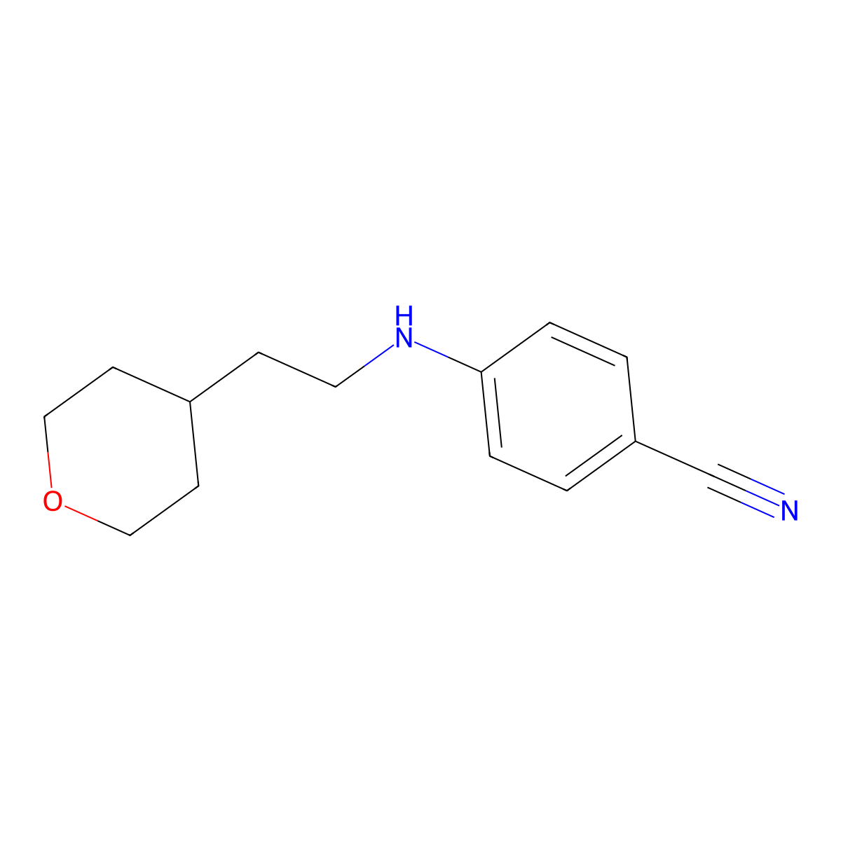 4-[[2-(Tetrahydro-2H-pyran-4-yl)ethyl]amino]benzonitrile molecular structure, CAS 1610667-10-1