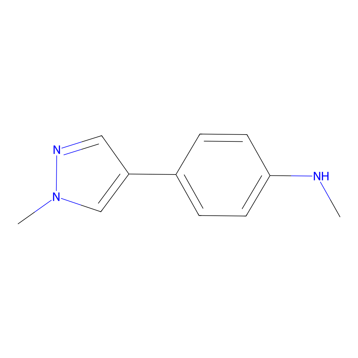 N-Methyl-4-(1-methyl-1H-pyrazol-4-yl)aniline molecular structure, CAS 1610667-11-2
